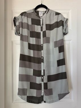 Sunshine & Shadow Button-Front Silk Dress